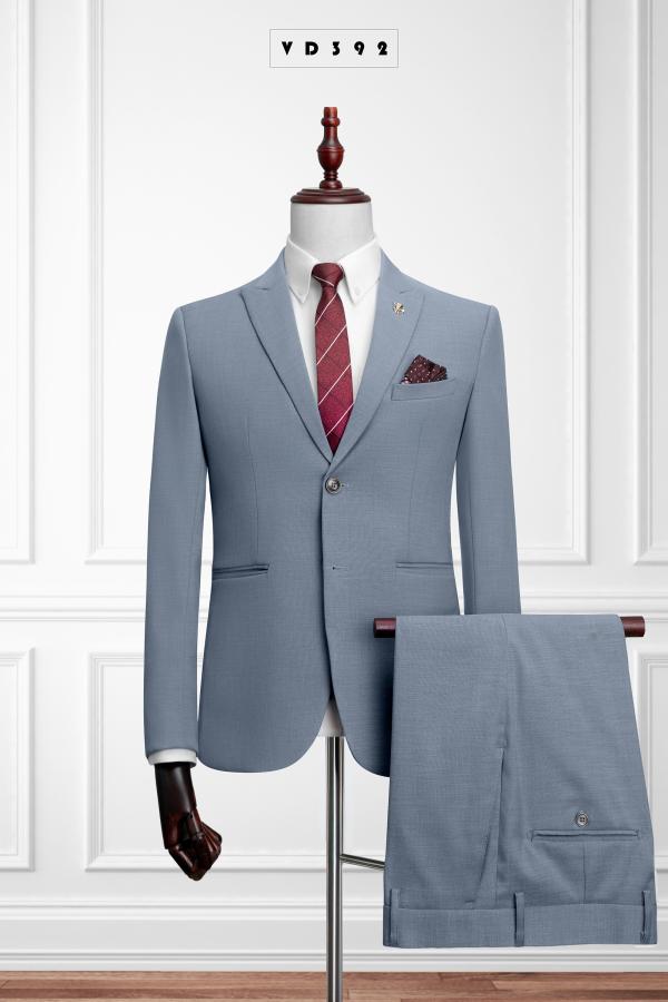 392 Bộ Vest Nam Xám Ghi Nhạt Sọc Ẩn #0